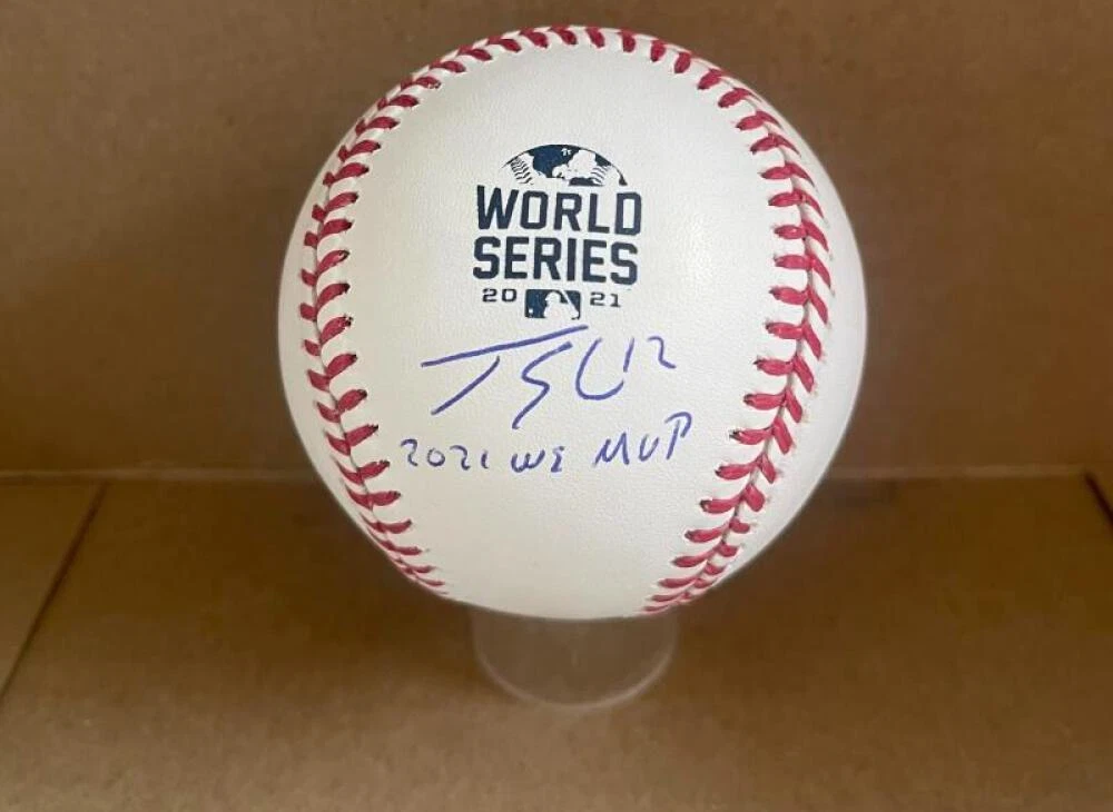 JORGE SOLER BRAVES 2021 WS CHAMPS SIGNED AUTOGRAPHED M.L. BASEBALL BECKETT AUTH