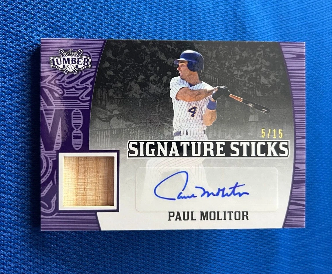 2024 LEAF LUMBER SIGNATURE STICKS PAUL MOLITOR BREWERS AUTO SIGNED BAT CARD /15