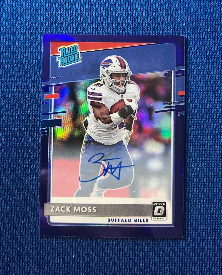 2020 DONRUSS OPTIC ZACK MOSS BILLS PURPLE PRIZM AUTO SIGNED RC CARD /35 #180