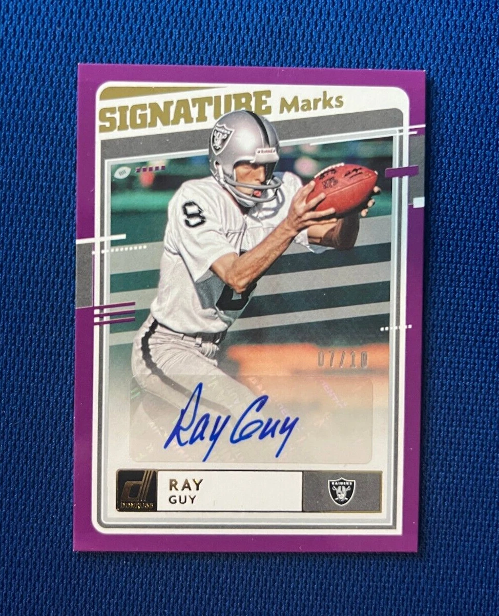 2020 DONRUSS RAY GUY OAKLAND RAIDERS SIGNATURE MARKS PURPLE AUTO 7/10 #SM-RG