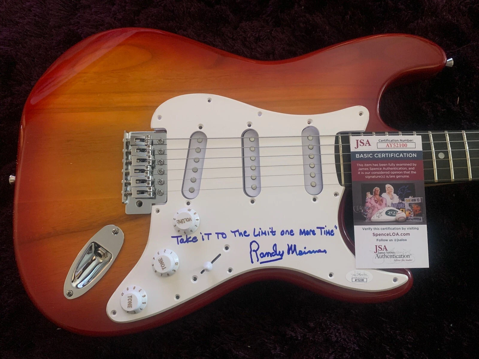Randy Meisner The Eagles Signed Autographed Lyrics Electric Guitar JSA Certified
