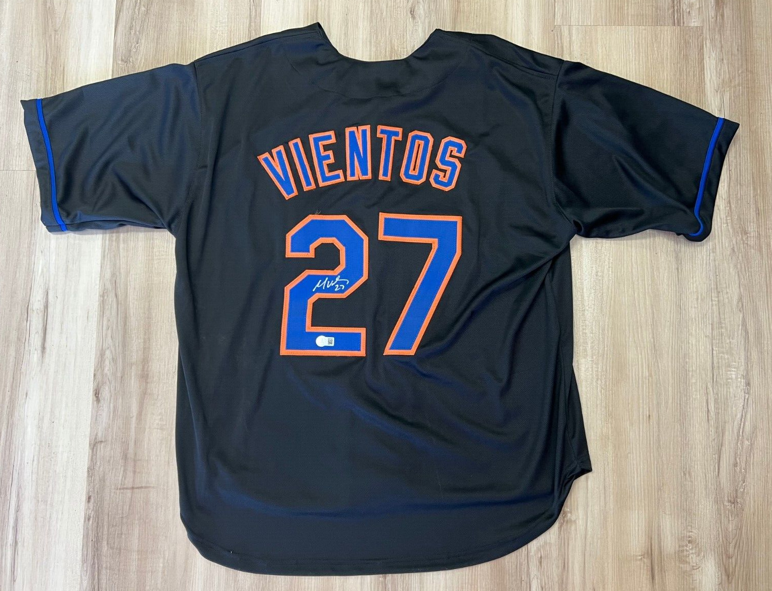 MARK VIENTOS NEW YORK METS SIGNED AUTOGRAPH BLACK CUSTOM JERSEY SZ XL BECKETT