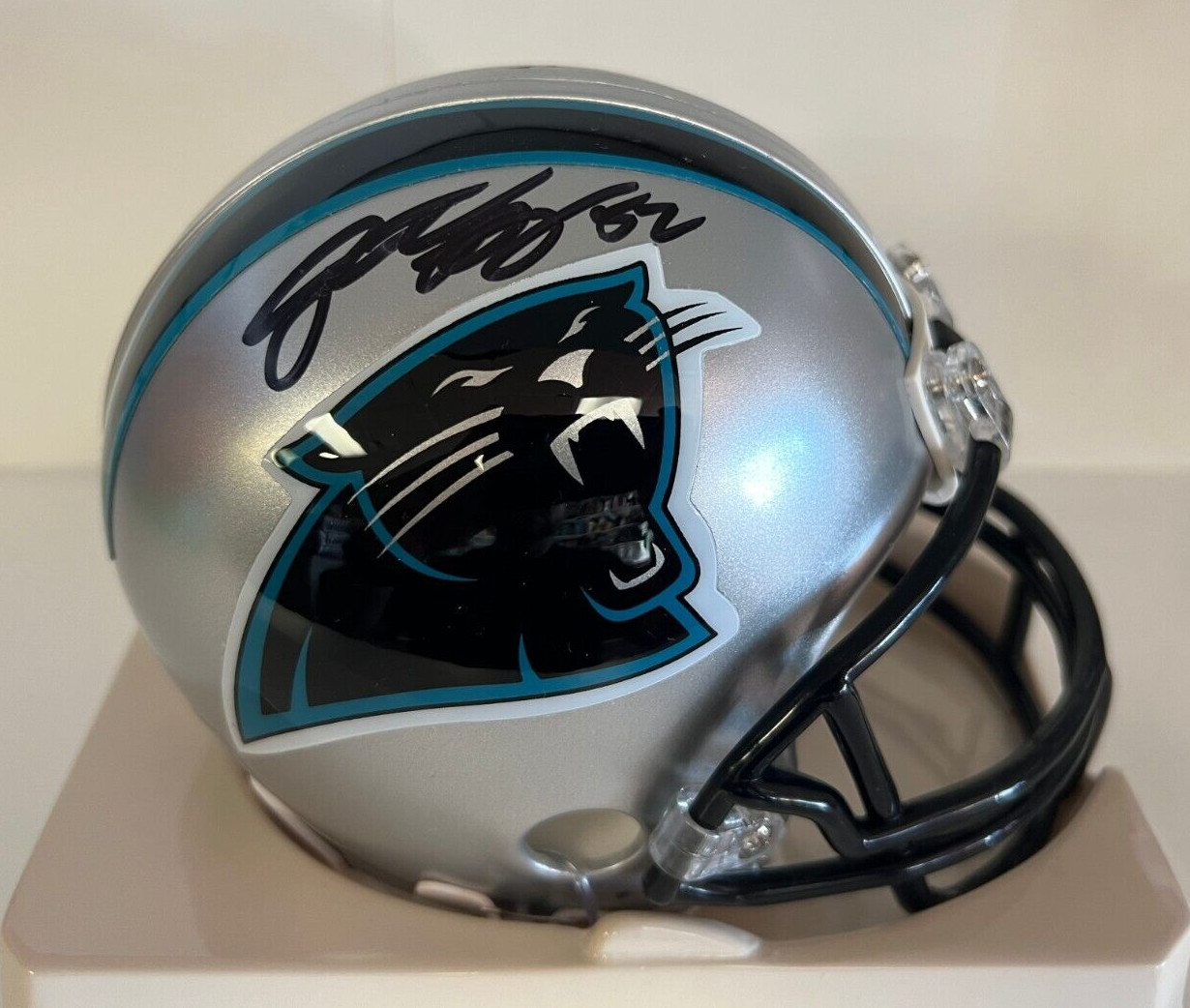 JON BEASON #52 CAROLINA PANTHERS SIGNED AUTOGRAPHED MINI HELMET W/COA