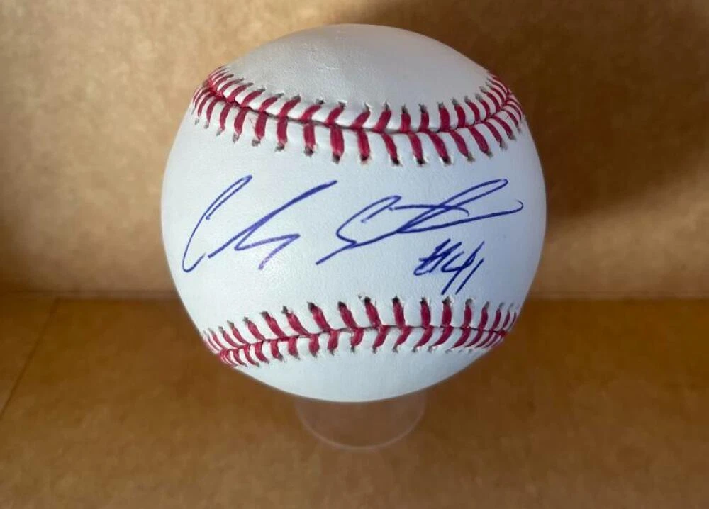 CARLOS SANTANA CLEVELAND GUARDIANS SIGNED AUTO M.L. BASEBALL BECKETT AUTH