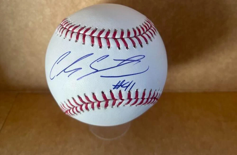 CARLOS SANTANA CLEVELAND GUARDIANS SIGNED AUTO M.L. BASEBALL BECKETT AUTH