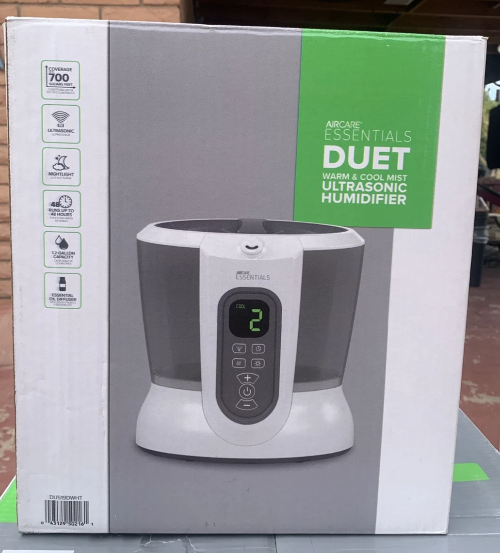 AIRCARE Essentials Duet 1.2 Gallon Warm & Cool Mist Humidifier DU519DWHT DISPLAY