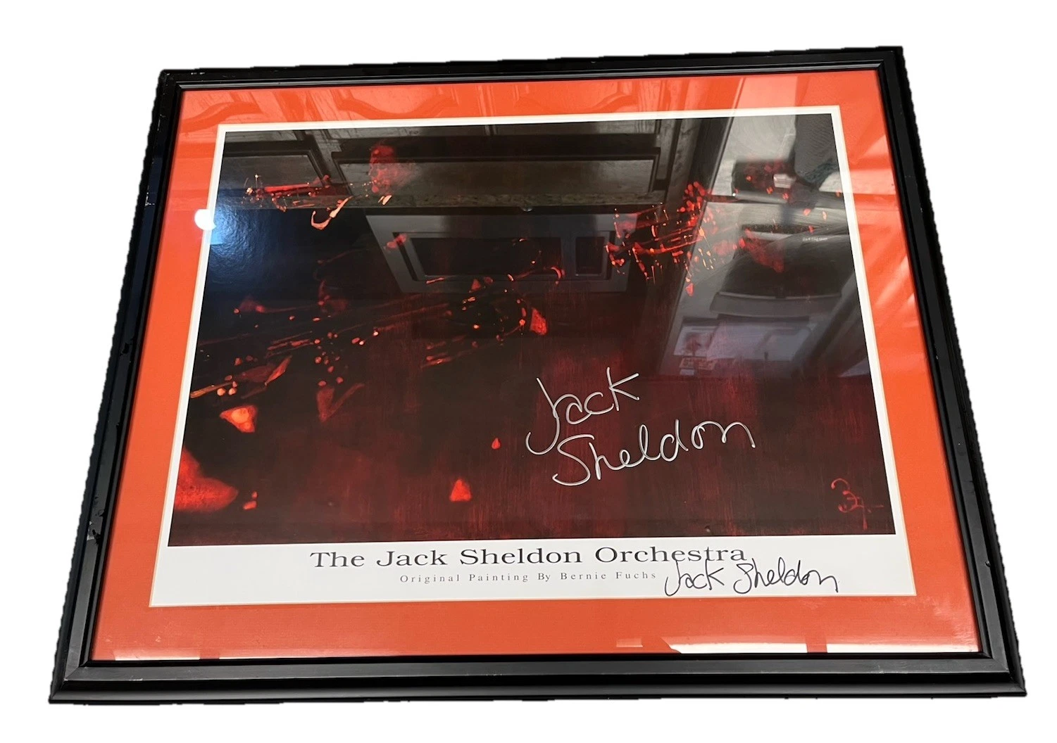 JACK SHELDON Jazz Trumpet DOUBLE SIGNED AUTOGRAPHED Framed Painting Poster