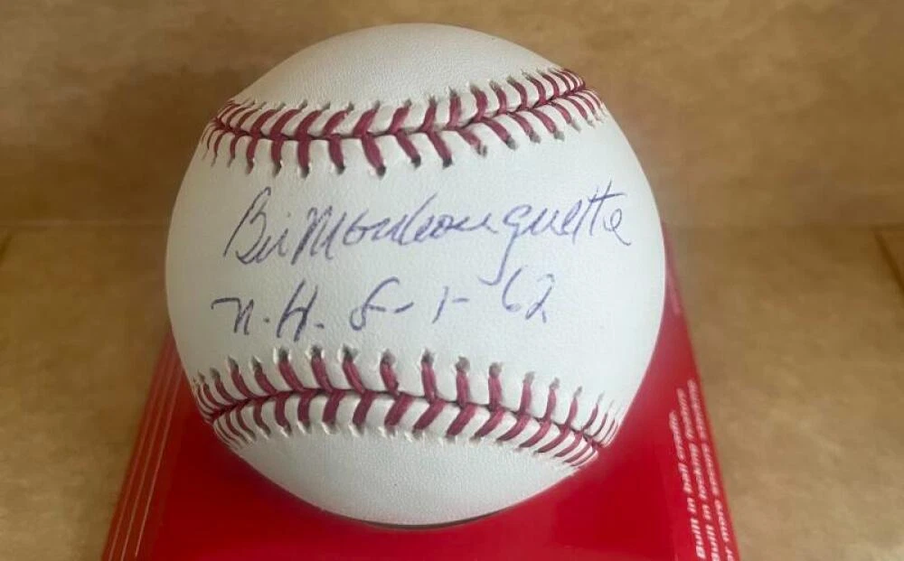 BILL MONBOUQUETTE NH 8-1-62 TRI STAR HOLOGRAM SIGNED AUTOGRAPHED M.L. BASEBALL