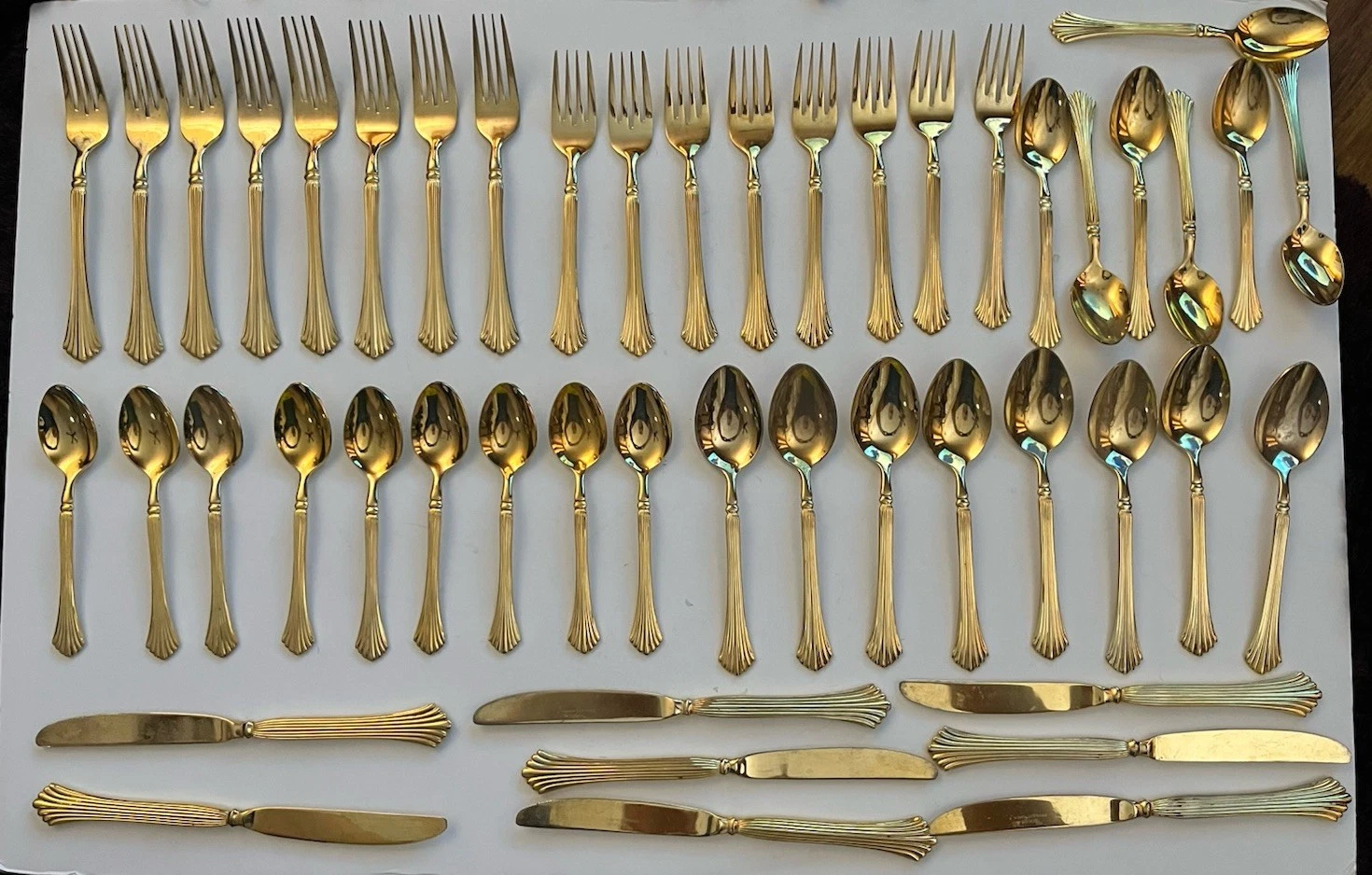 47 Pc Rogers Gold Plated Pavilion 120211 Silverware Flatware Stainless Korea