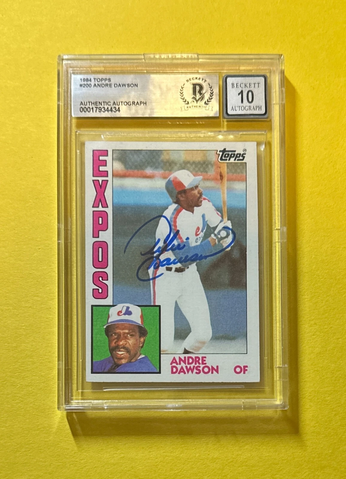 1984 TOPPS ANDRE DAWSON #200 SIGNED AUTOGRAPHED CARD BECKETT AUTHENTIC 10 EXPOS