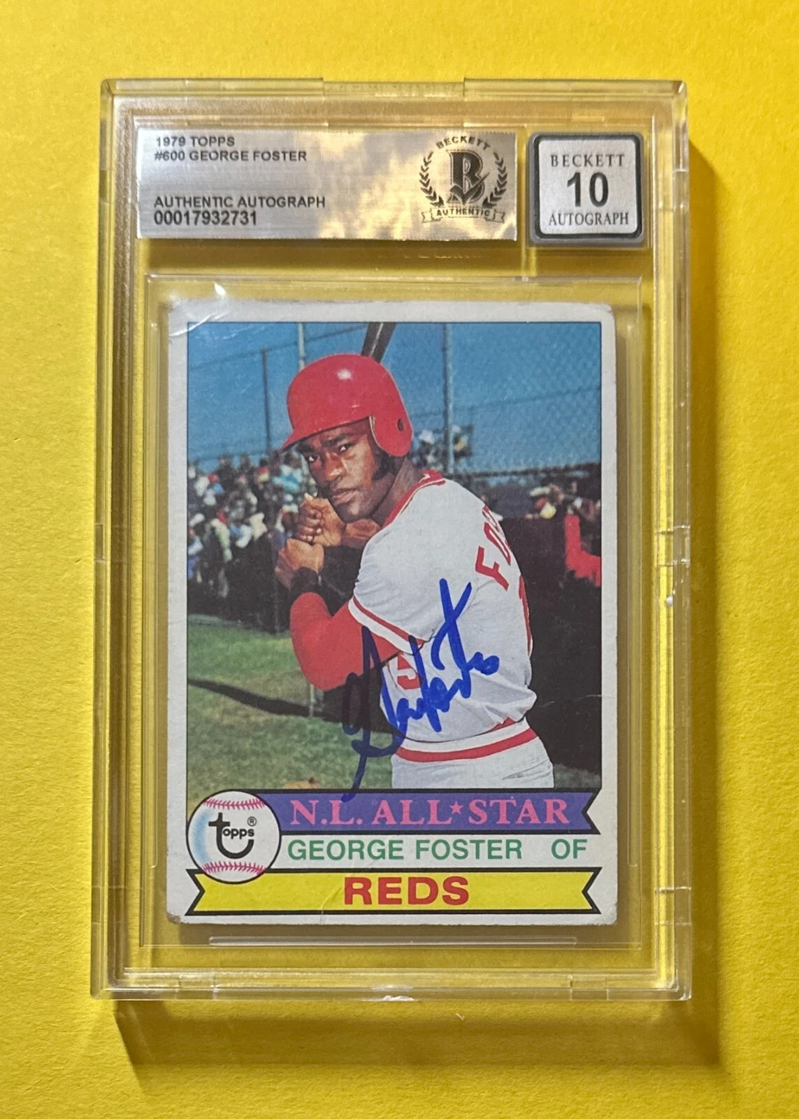 1979 TOPPS GEORGE FOSTER #600 SIGNED AUTOGRAPHED CARD BECKETT AUTH 10 REDS