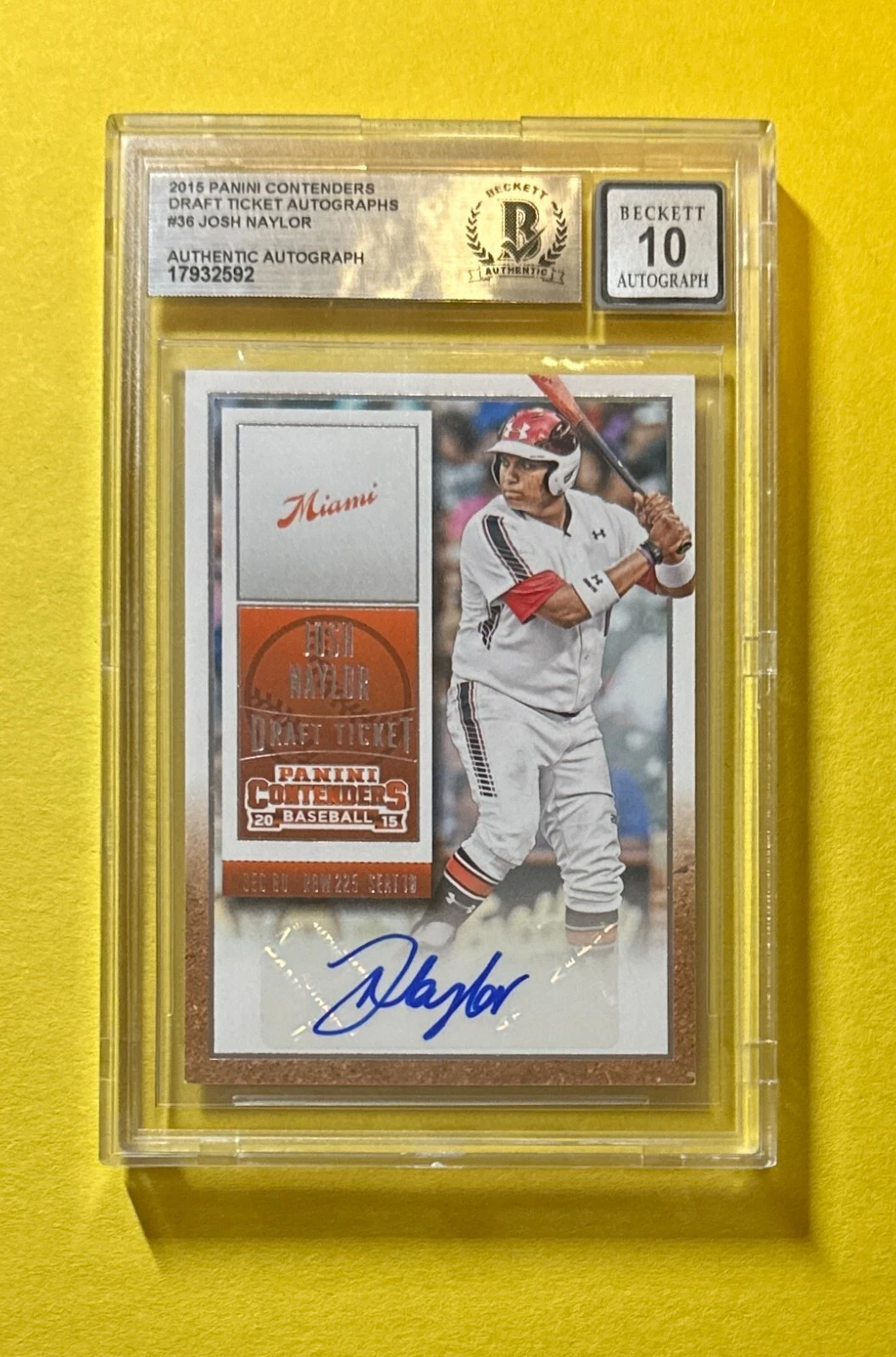 2016 PANINI CONTENDERS JOSH NAYLOR #36 SIGNED AUTO CARD BECKETT AUTH 10