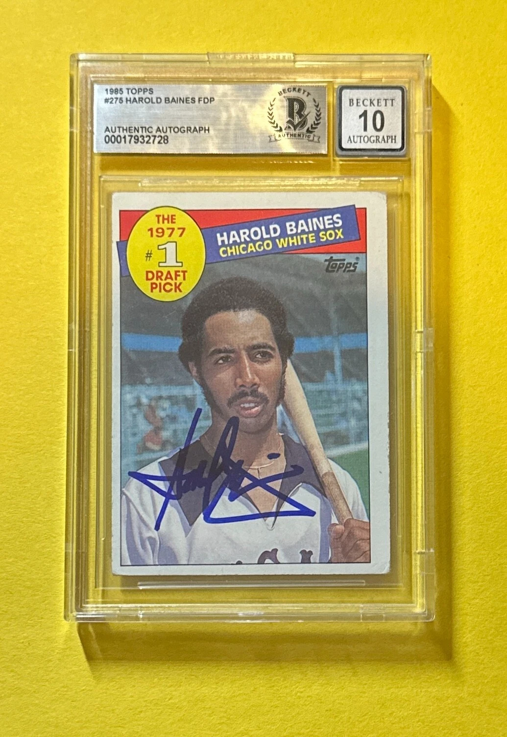 1985 TOPPS HAROLD BAINES #275 SIGNED AUTOGRAPHED CARD BECKETT AUTH 10 DRAFT PICK