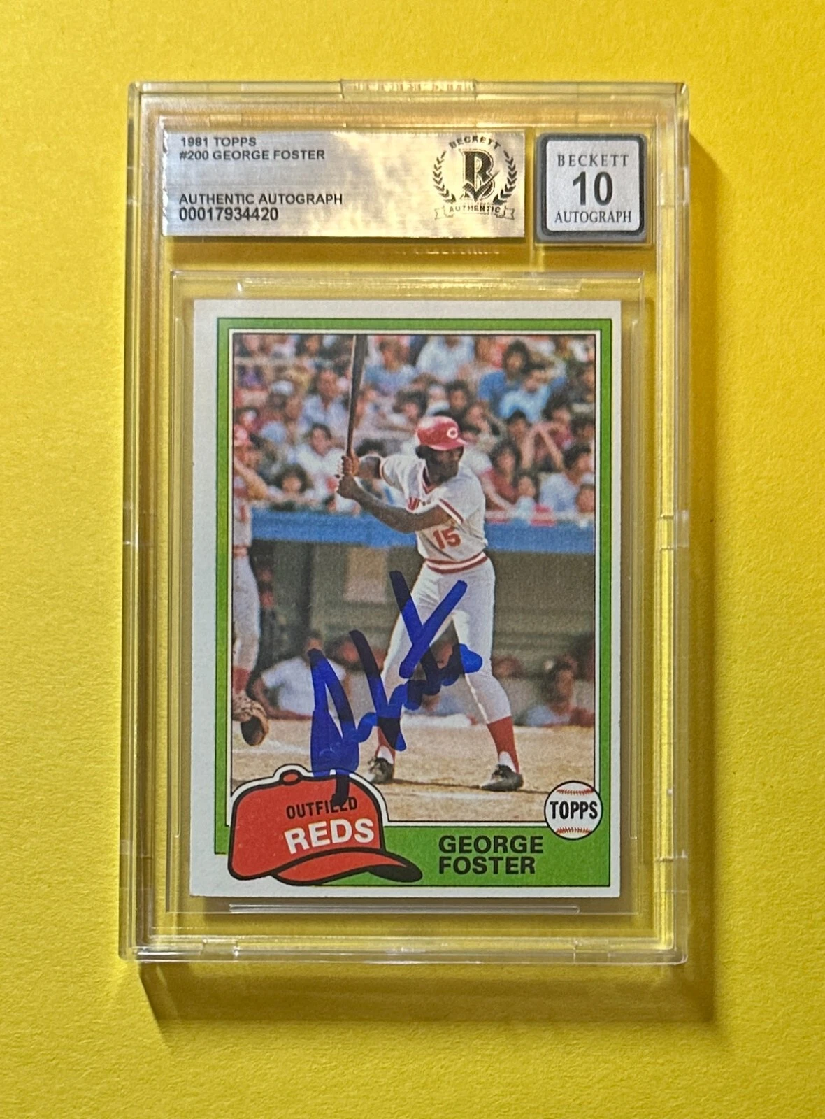 1981 TOPPS GEORGE FOSTER #200 SIGNED AUTOGRAPHED CARD BECKETT AUTH 10 REDS