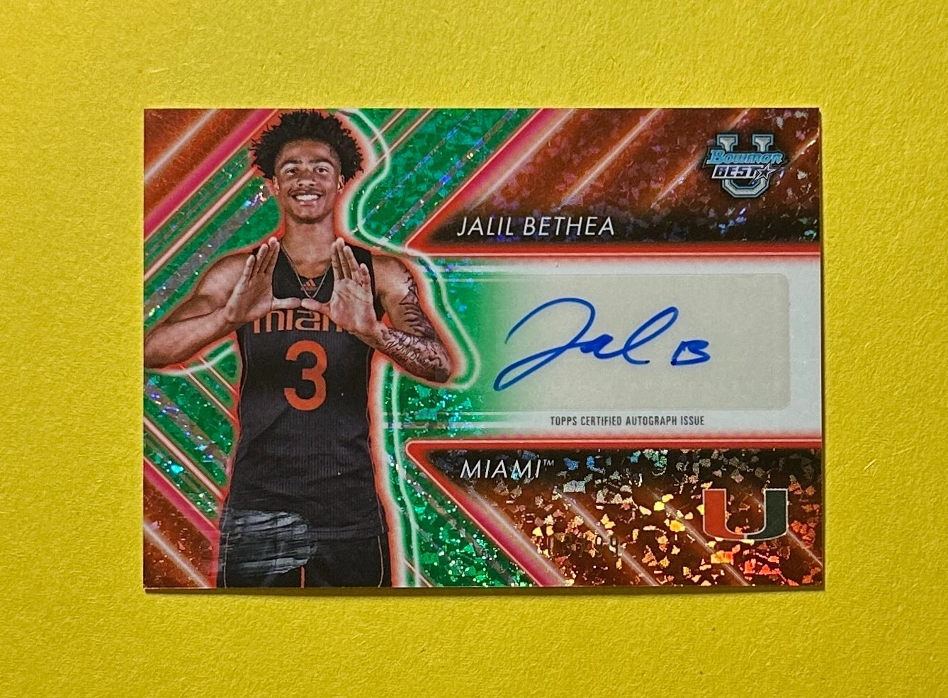 2024-25 BOWMAN'S BEST JALIL BETHEA POSSESSION AUTOGRAPH GREEN /99 #PAA-JB MIAMI