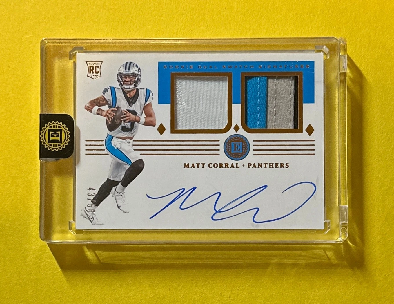 2022 PANINI ENCASED MATT CORRAL DUAL RELIC RPA /50 #RSS-MC PANTHERS
