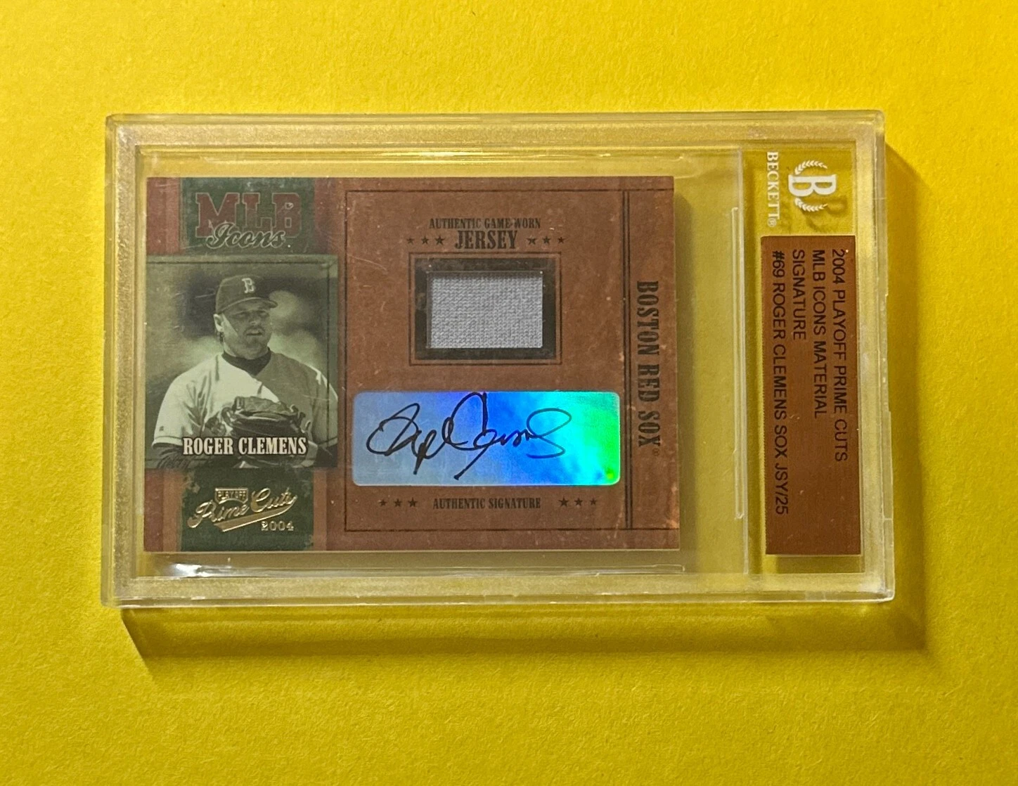 2004 PLAYOFF PRIME CUTS ROGER CLEMENS RELIC SIGNATURE AUTO /25 #MLB-69 ENCASED