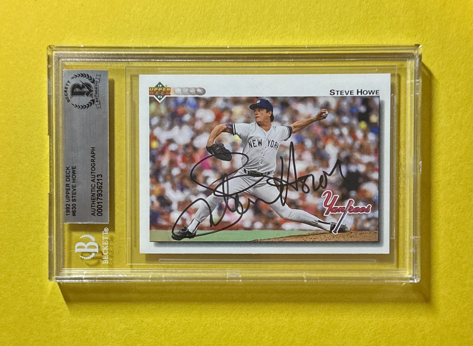 1992 UPPER DECK STEVE HOWE #630 BECKETT AUTHENTIC SIGNED AUTOGRAPHED CARD