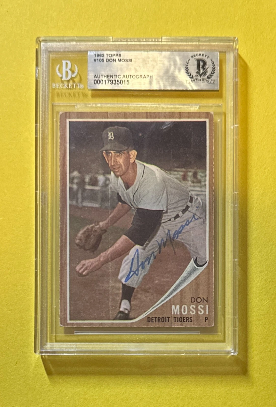 1962 TOPPS DON MOSSI #105 BECKETT AUTHENTIC SIGNED AUTOGRAPHED CARD YANKEES