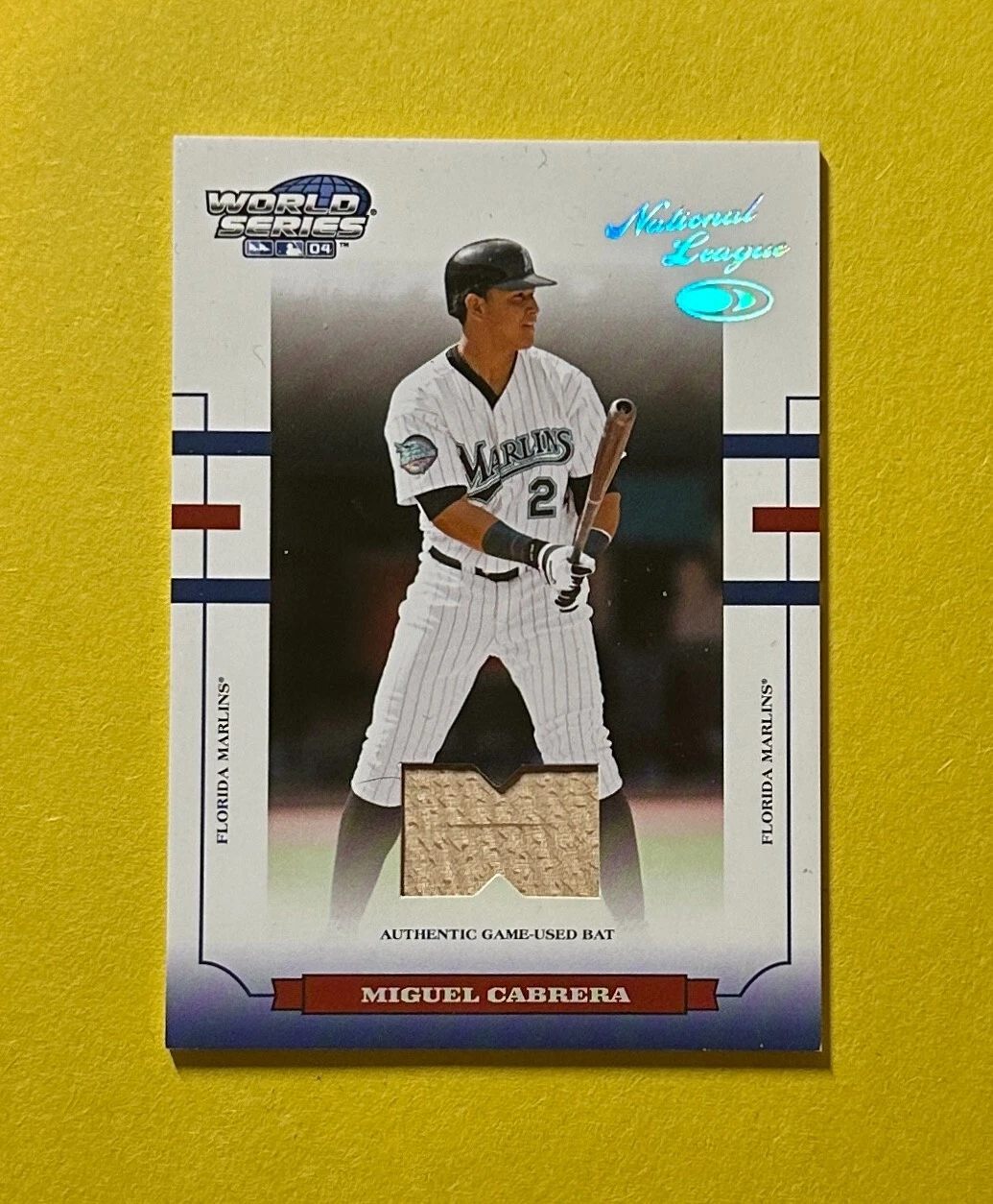 2004 DONRUSS PLAYOFF WORLD SERIES MIGUEL CABRERA BAT RELIC /100 #WS-76 MARLINS