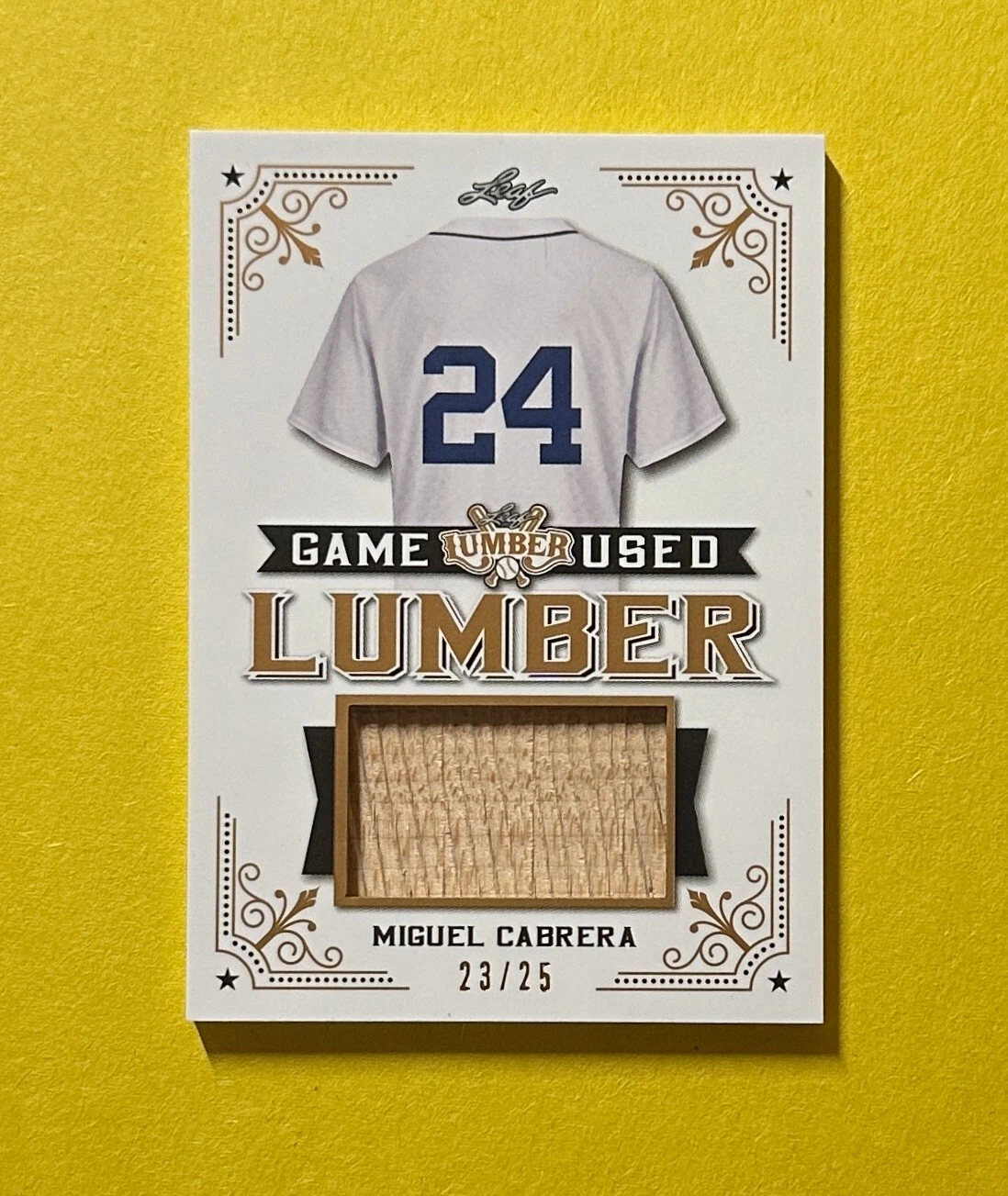 2021 LEAF LUMBER MIGUEL CABRERA GAME USED BAT RELIC /25 #GUL-65 TIGERS