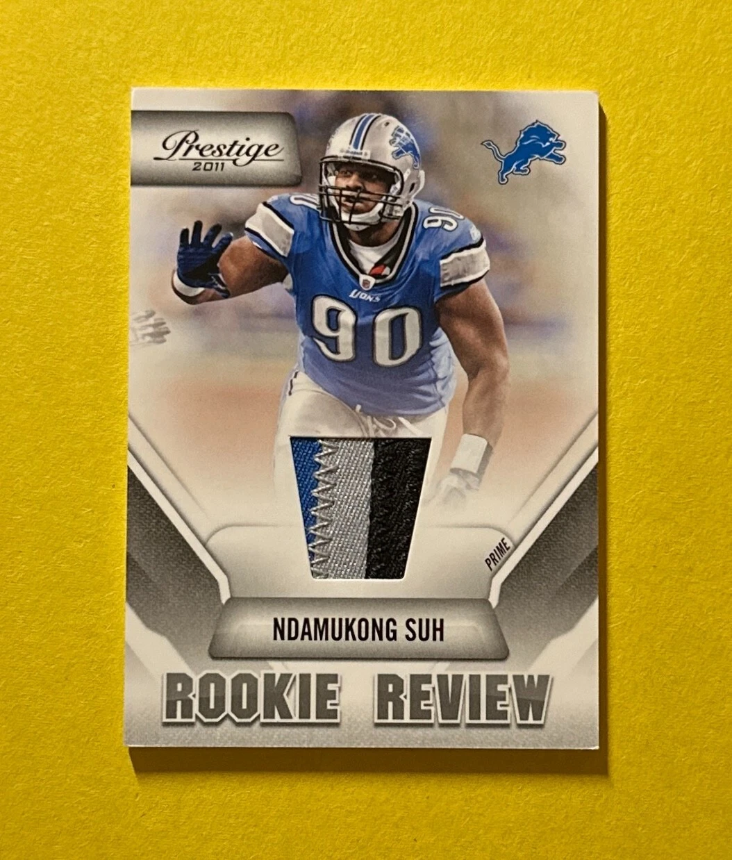2011 PANINI PRESTIGE NDAMUKONG SUH ROOKIE REVIEW PRIME PATCH #321 LIONS