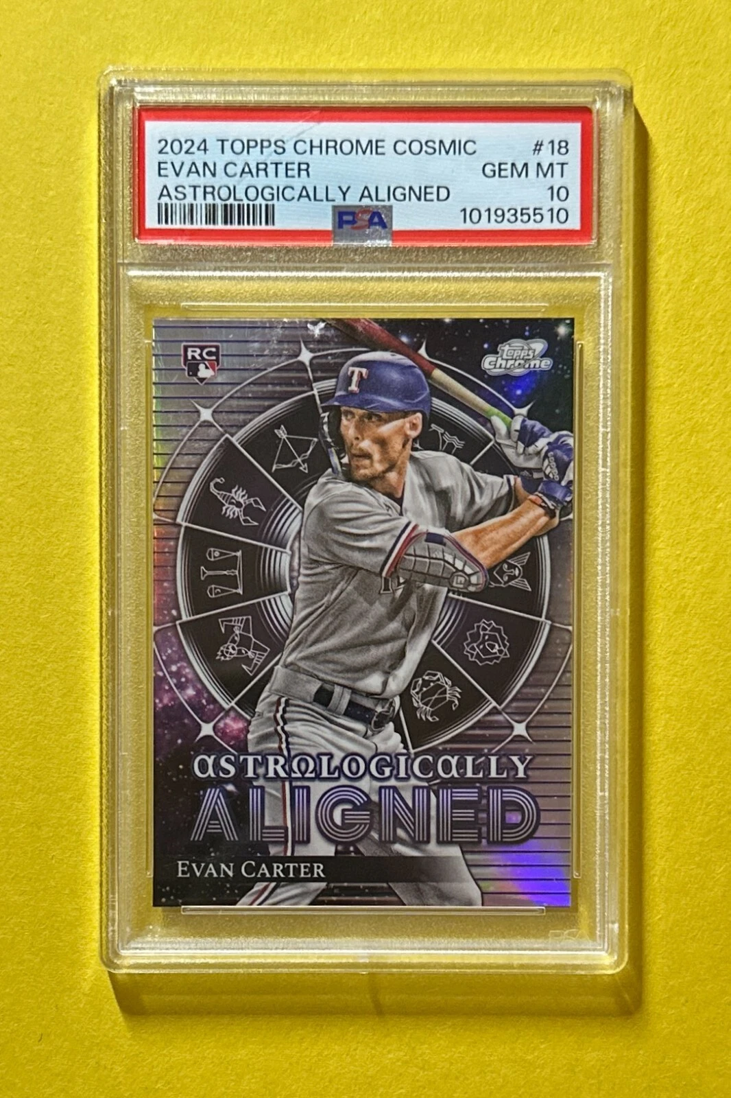 2024 TOPPS CHROME COSMIC EVAN CARTER ASTROLOGICALLY ALIGNED #18 PSA GEM MT 10 RC
