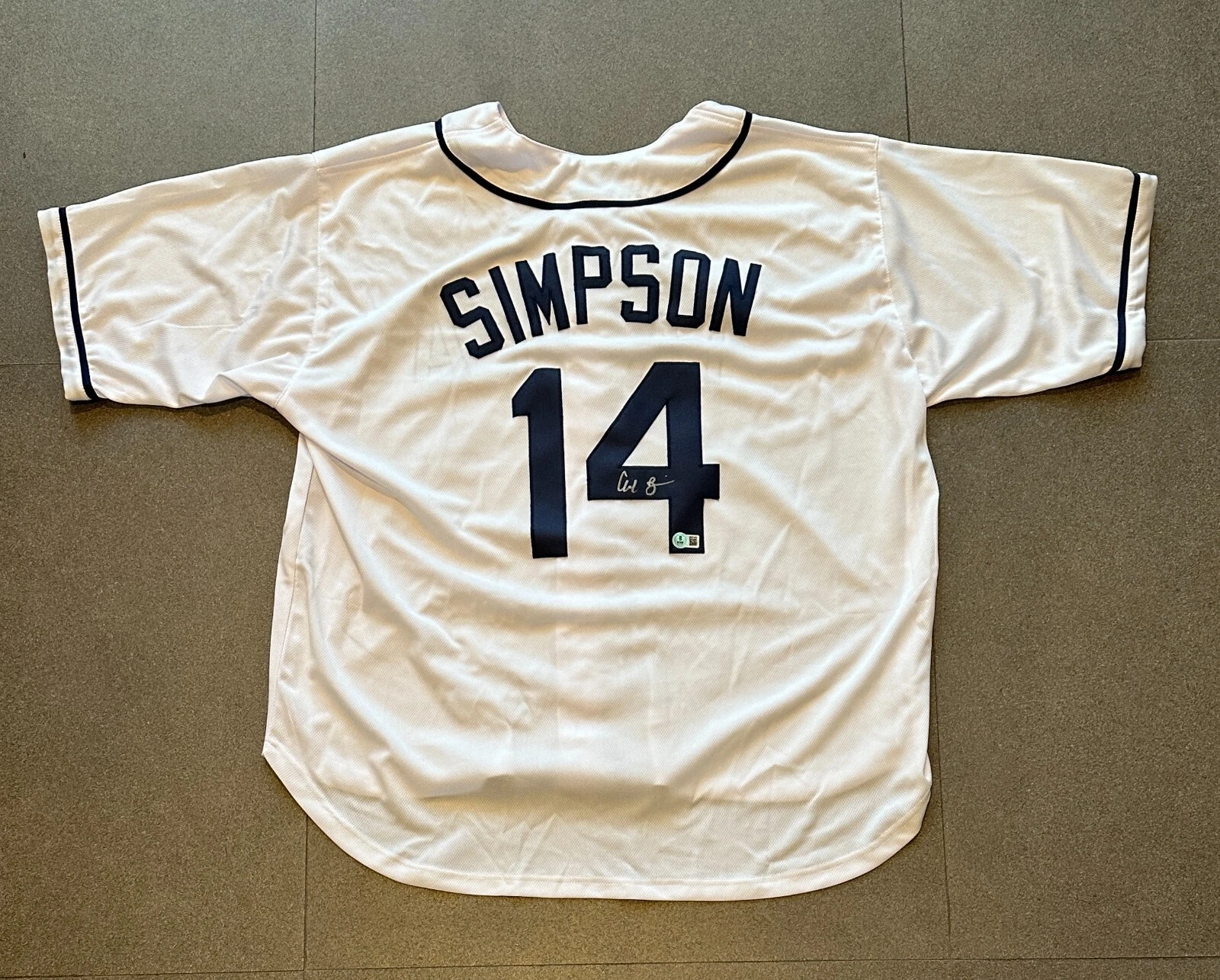 CHANDLER SIMPSON RAYS SIGNED AUTOGRAPHED WHITE CUSTOM JERSEY SZ XL BECKETT
