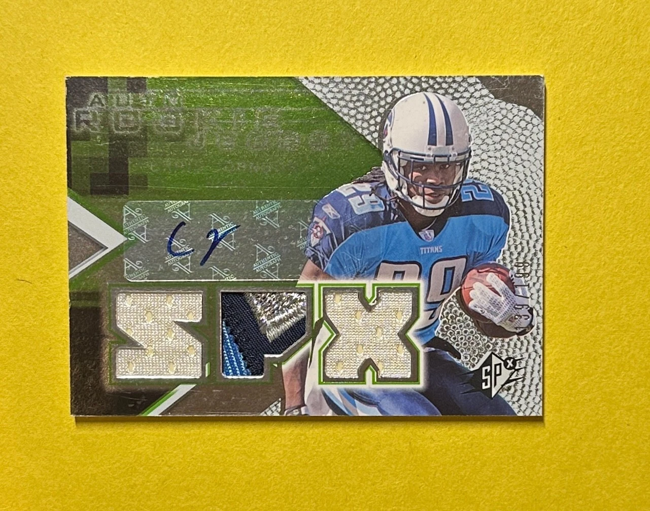 2008 UPPER DECK  SPX FOOTBALL CHRIS JOHNSON AUTO ROOKIE JERSEY /199 #153 TITANS