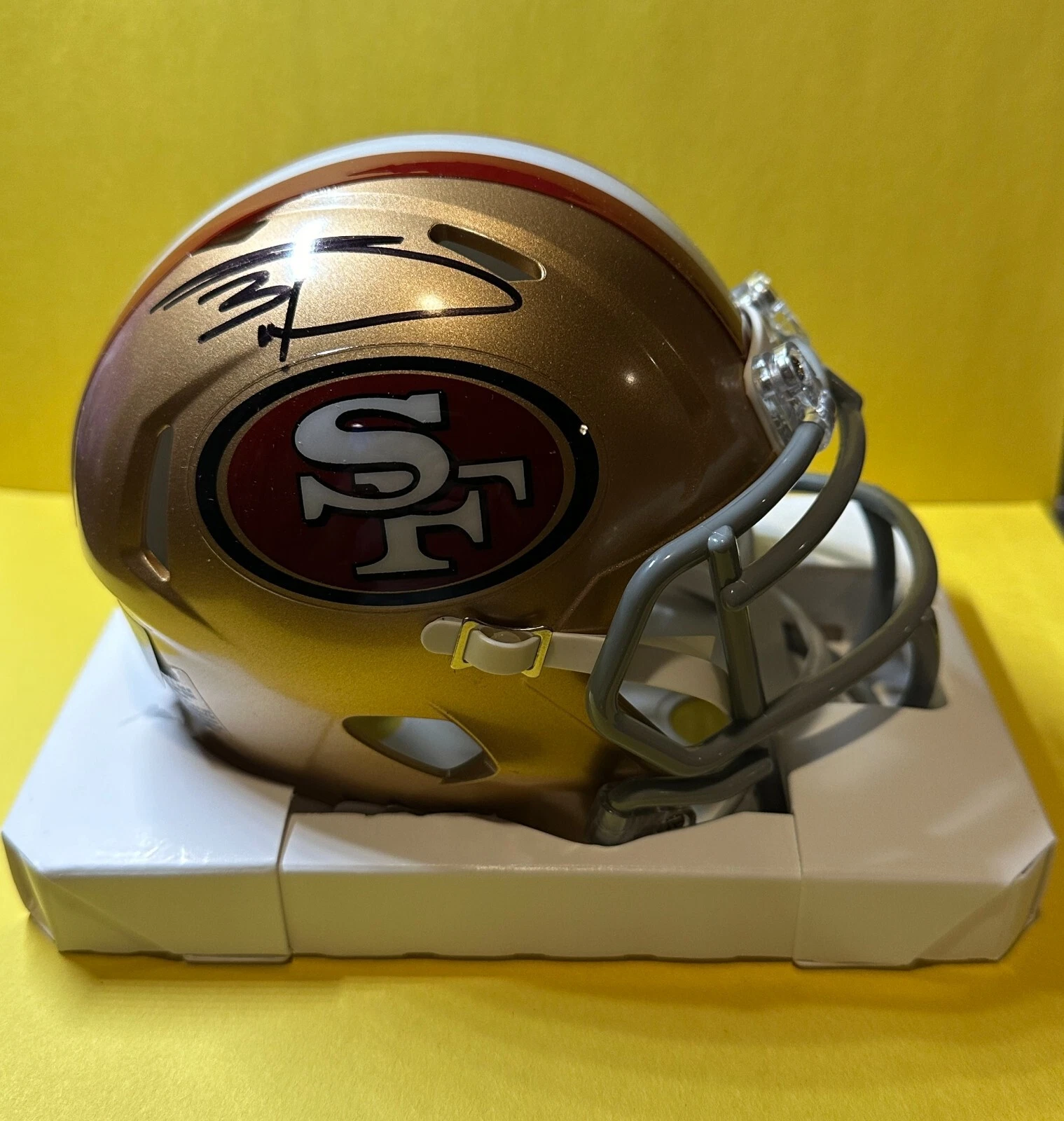 DONTE WHITNER 49ERS SIGNED AUTOGRAPHED SPEED GOLD MINI HELMET BECKETT