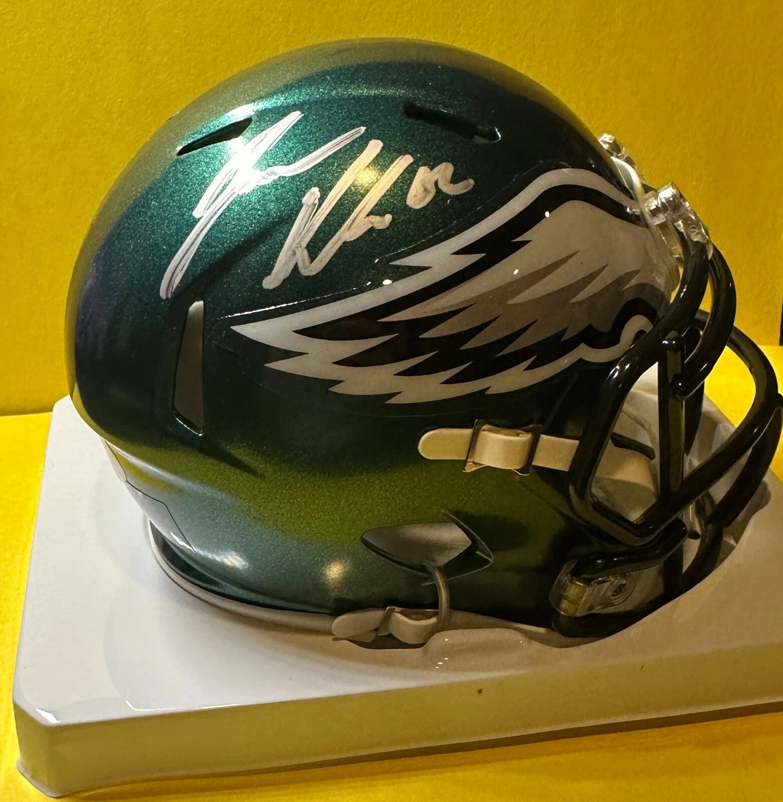 JASON KELCE PHILADELPHIA EAGLES SIGNED AUTOGRAPHED GREEN MINI HELMET PSA