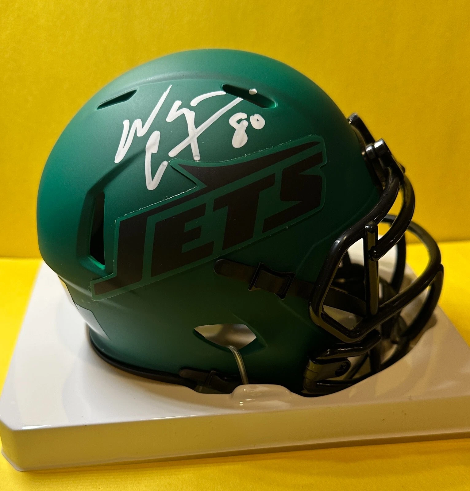 WAYNE CHREBET NEW YORK JETS SIGNED AUTOGRAPHED RAVE MINI HELMET BAS COLLECTIBLE MEMORABILIA