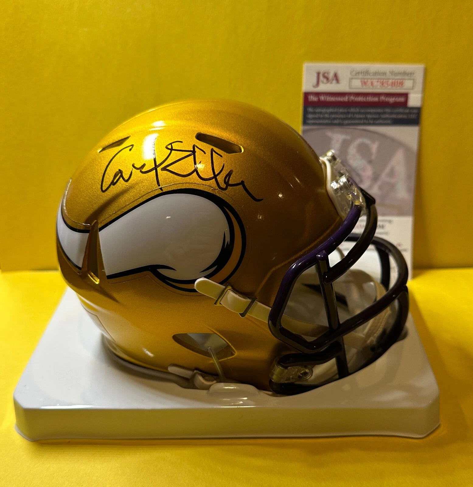 CARL ELLER MINNESOTA VIKINGS SIGNED AUTOGRAPHED FLASH MINI HELMET JSA