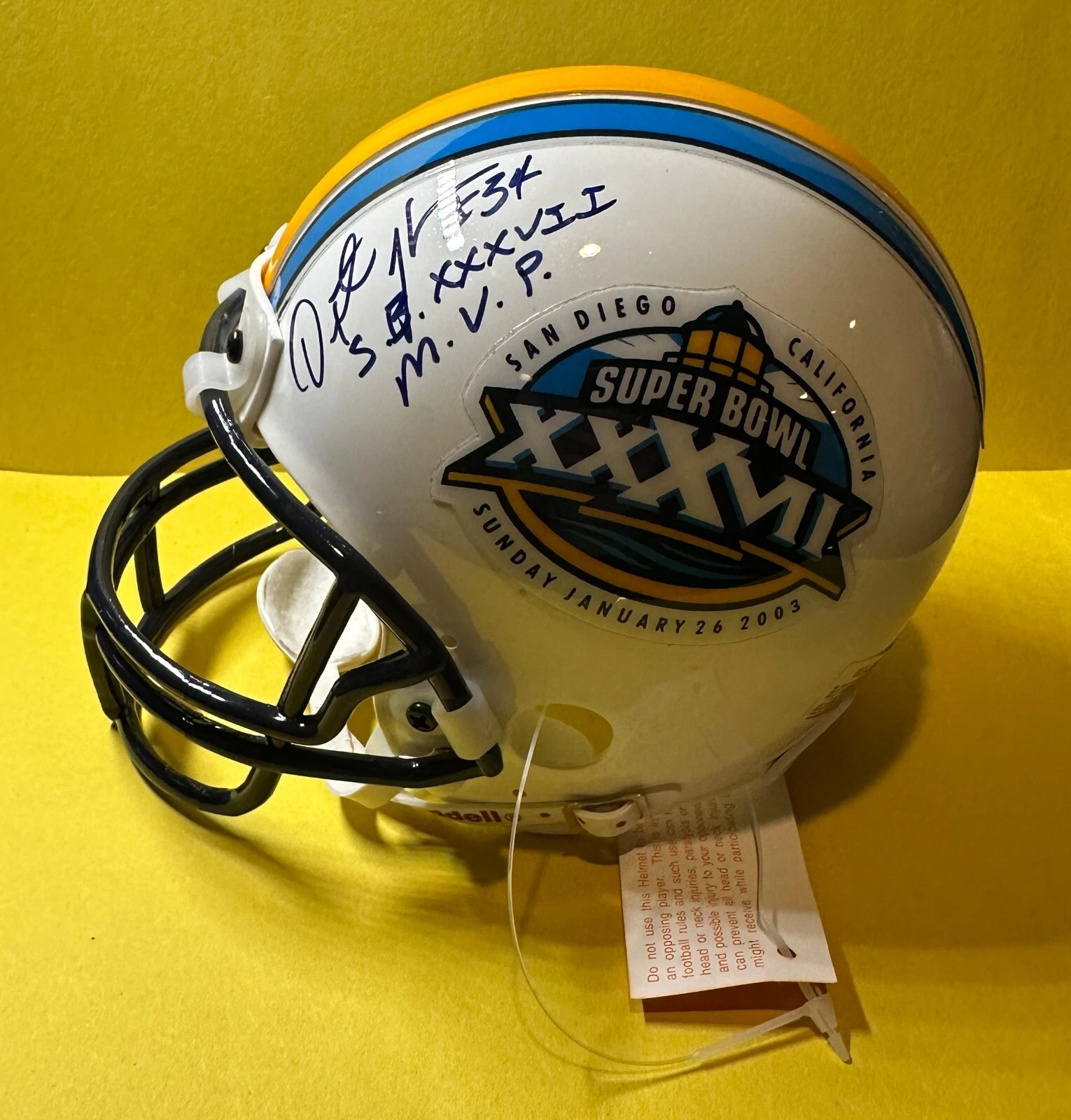 DEXTER JACKSON SUPER BOWL XXXVII SIGNED AUTOGRAPHED MINI HELMET PSA 