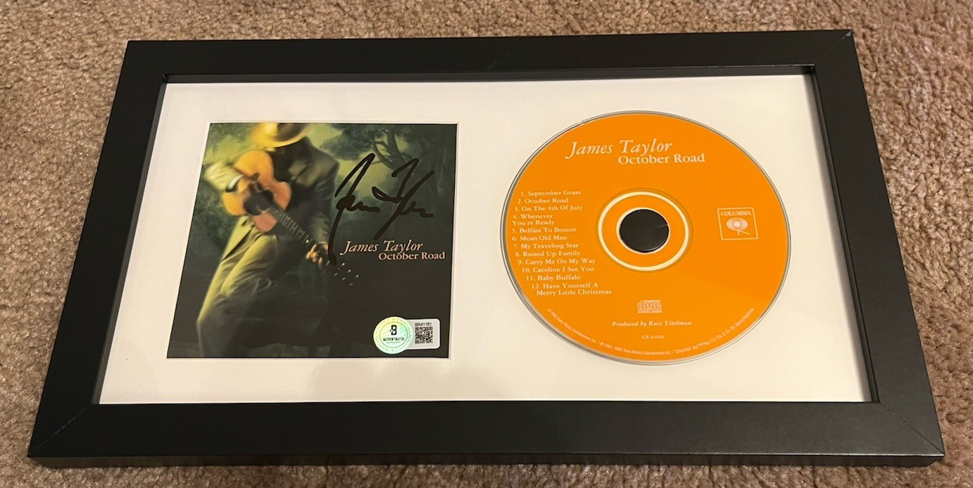 James Taylor October Road Signed Autographed Framed CD Display BAS Certified