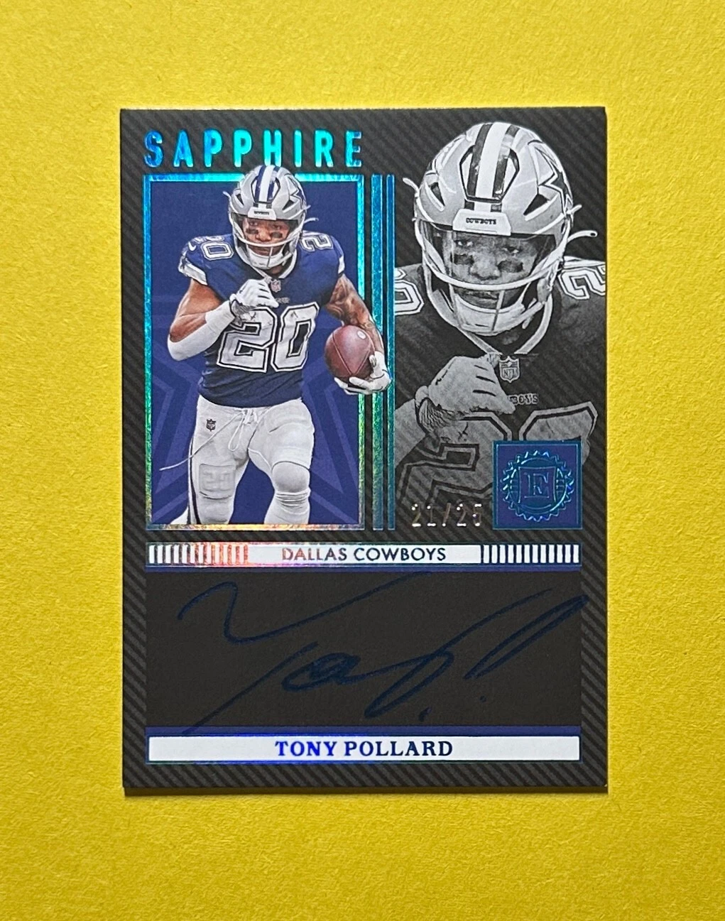 2022 PANINI ENCASED TONY POLLARD SAPPHIRE AUTO /25 #SS-TP COWBOYS