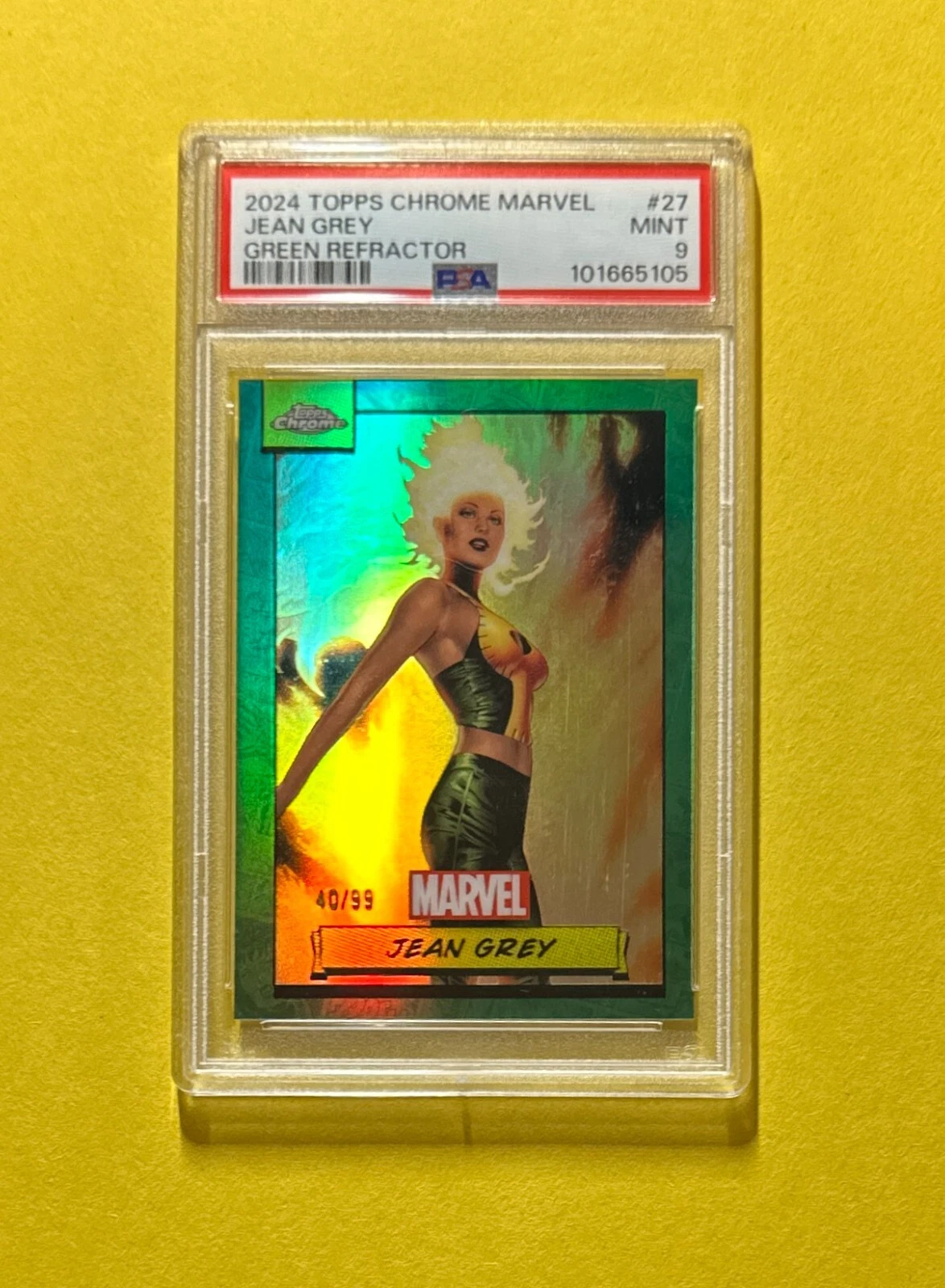 2024 TOPPS CHROME MARVEL JEAN GREY GREEN /99 #27 PSA MINT 9 COLLECTIBLE MEMORABILIA