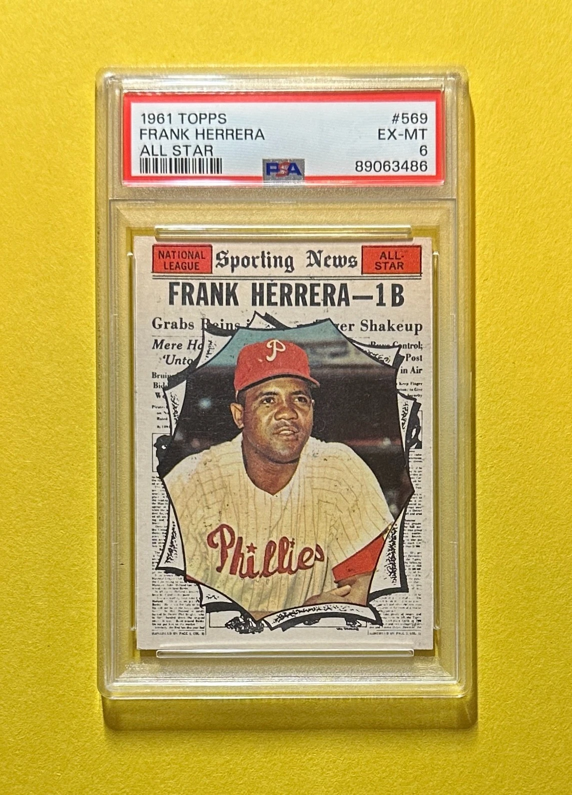 1961 TOPPS FRANK HERRERA ALL STAR #569 PSA EX-MT 6 PHILLIES