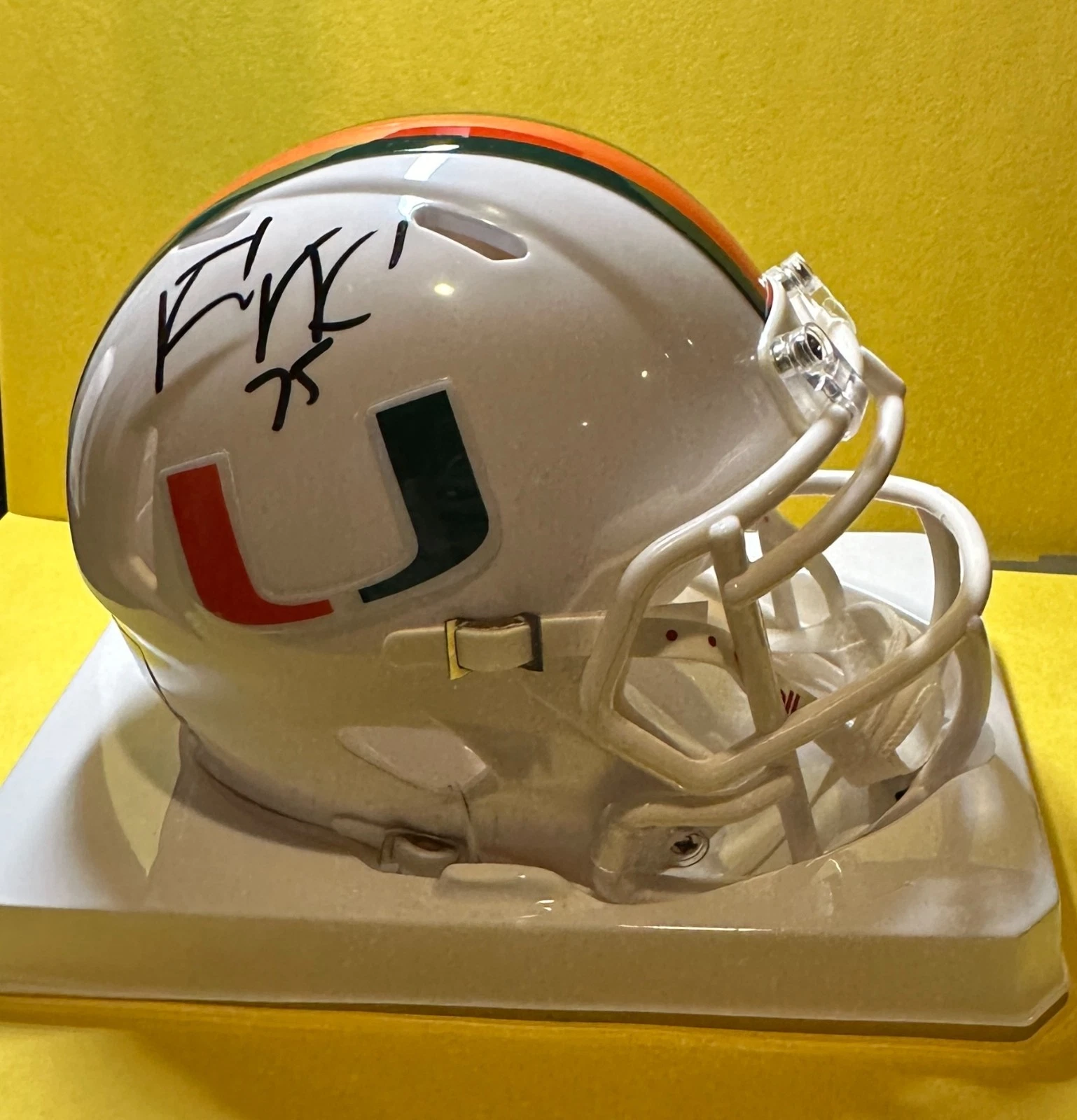 VINCE WILFORK MIAMI HURRICANES SIGNED AUTOGRAPHED WHITE MINI HELMET BAS COLLECTIBLE MEMORABILIA