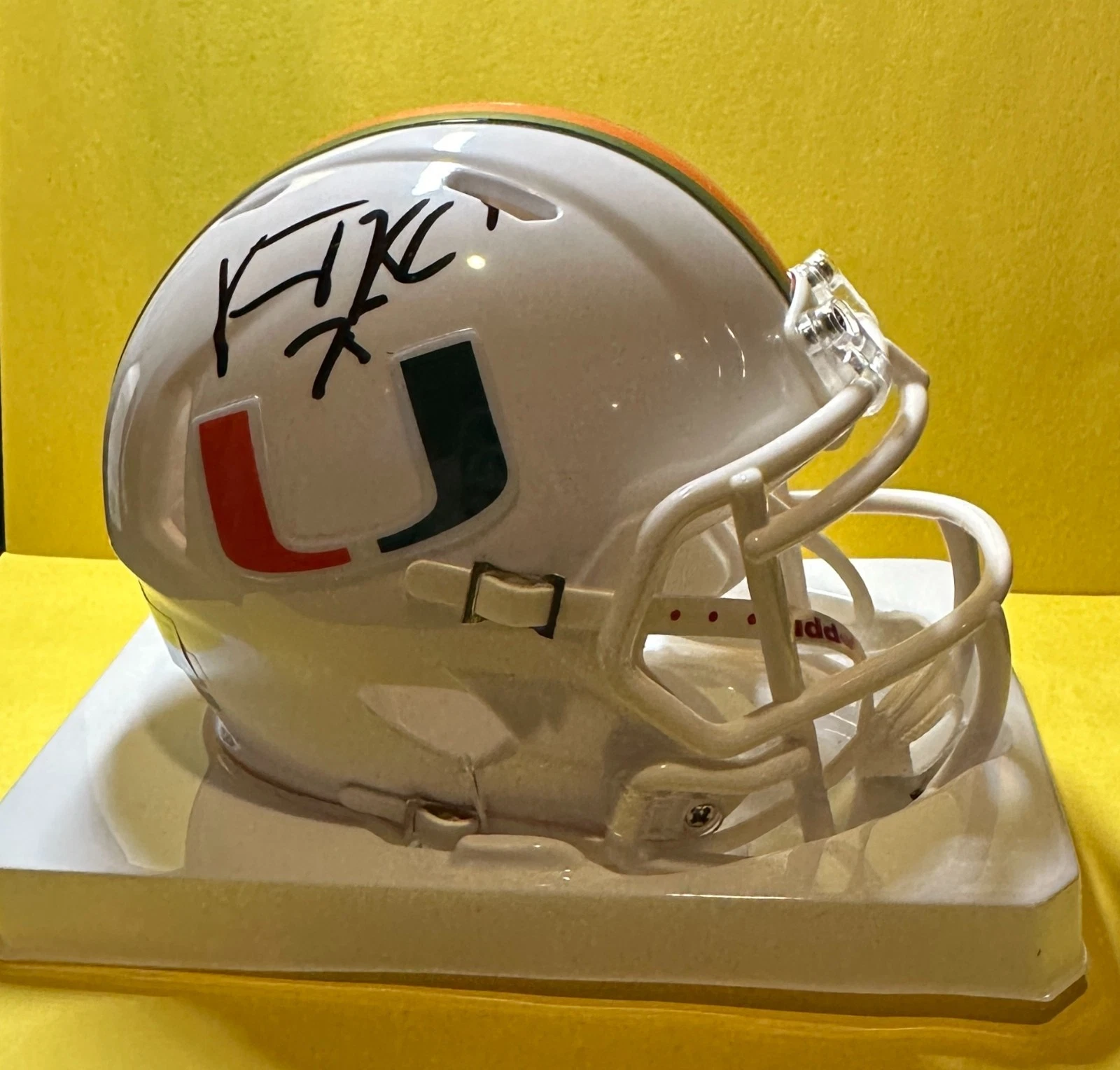 VINCE WILFORK MIAMI HURRICANES SIGNED AUTOGRAPHED WHITE MINI HELMET BAS COLLECTIBLE MEMORABILIA
