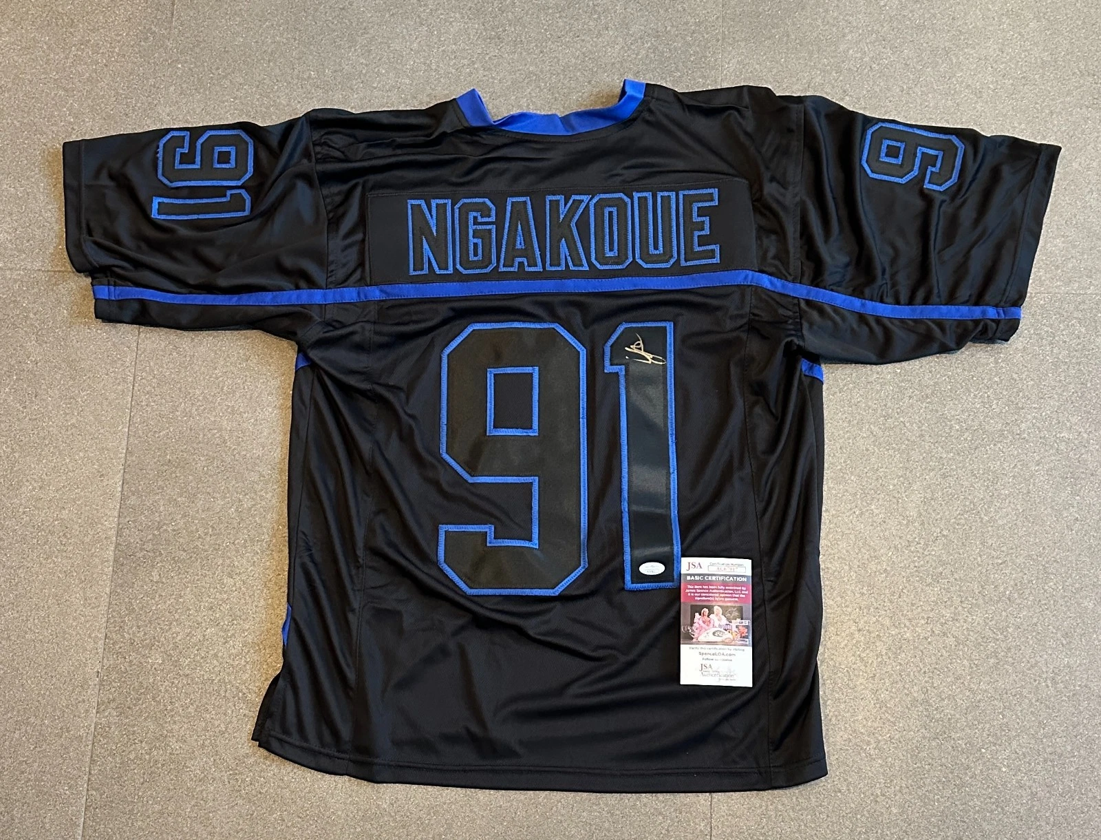 YANICK NGAKOUE BALTIMORE RAVENS SIGNED AUTOGRAPHED BLACK JERSEY SZ XL JSA