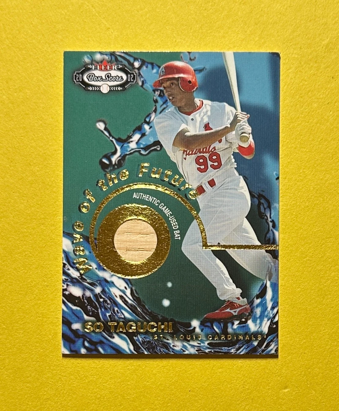 2002 FLEER BOX SCORE SO TAGUCHI GAME USED BAT RELIC WAVE OF THE FUTURE