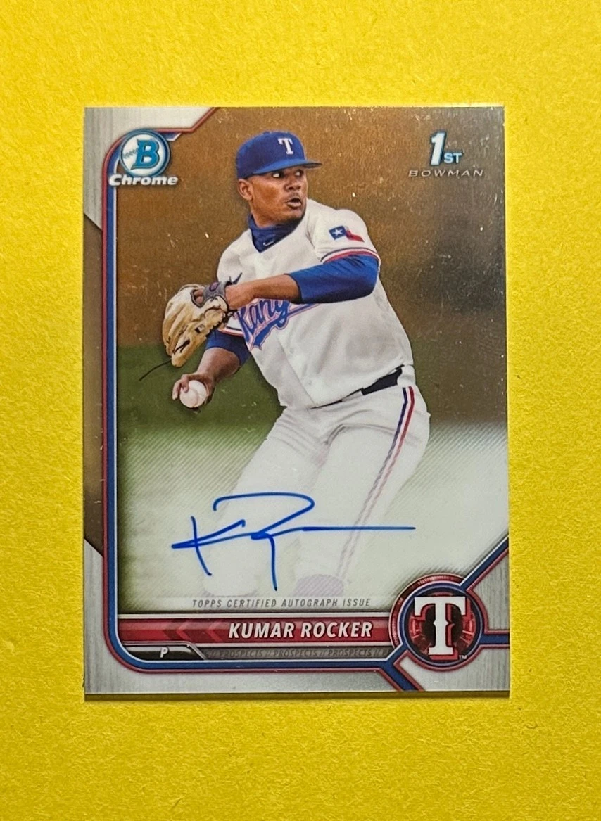 2022 BOWMAN CHROME KUMAR ROCKER AUTOGRAPH #CDA-KR RANGERS 1ST BOWMAN