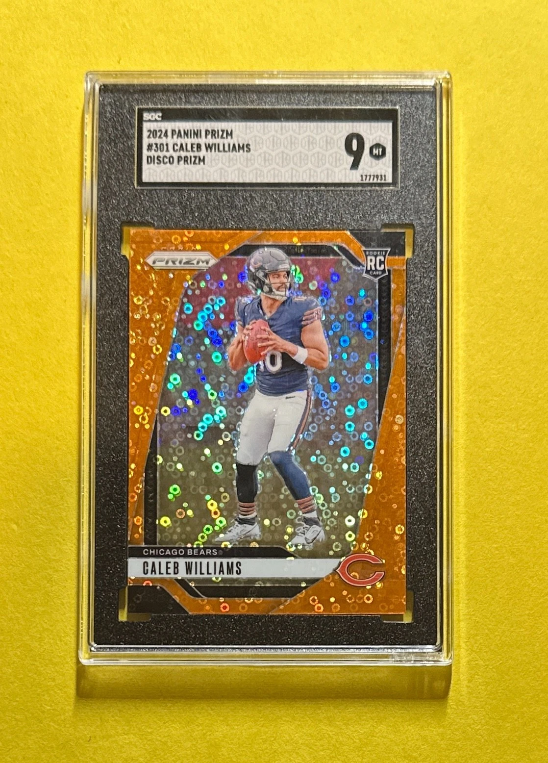 2024 PANINI PRIZM CALEB WILLIAMS #301 ORANGE DISCO SGC MT 9 BEARS RC