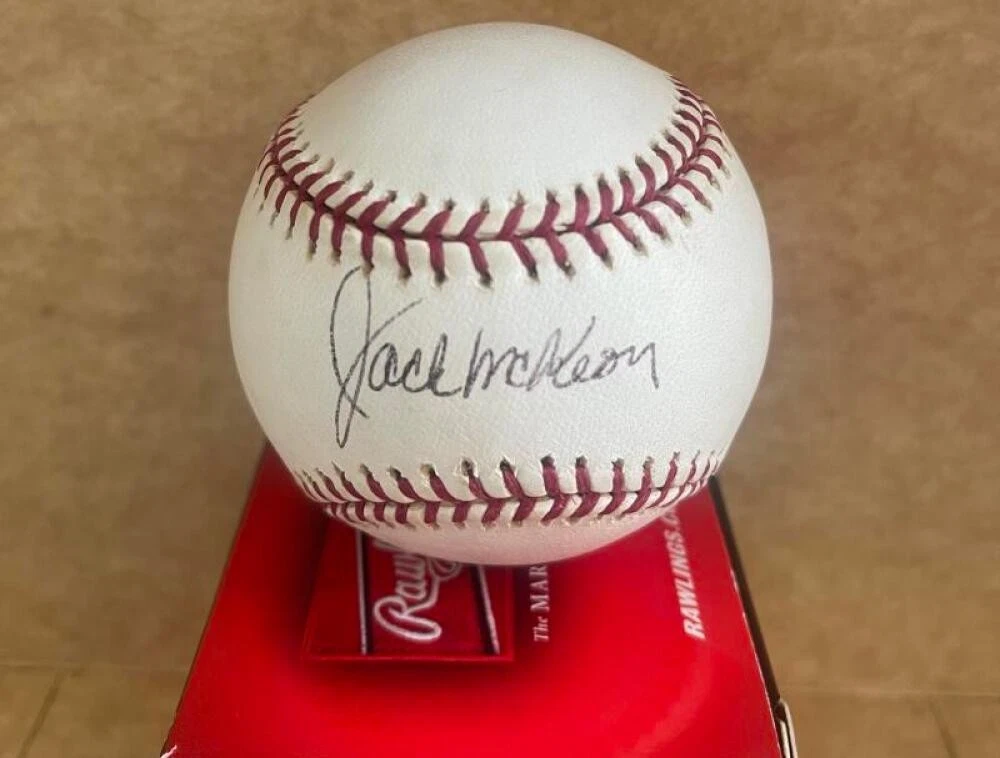 JACK MCKEON MARLINS SIGNED AUTO 2003 W.S. BASEBALL BASEBALL BECKETT
