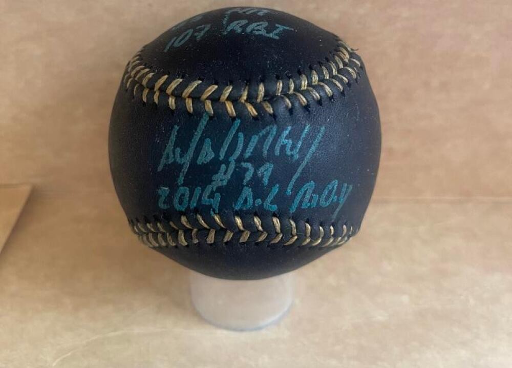 JOSE ABREU 2014 AL ROY STATS SIGNED  BLACK BASEBALL PSA AUTH