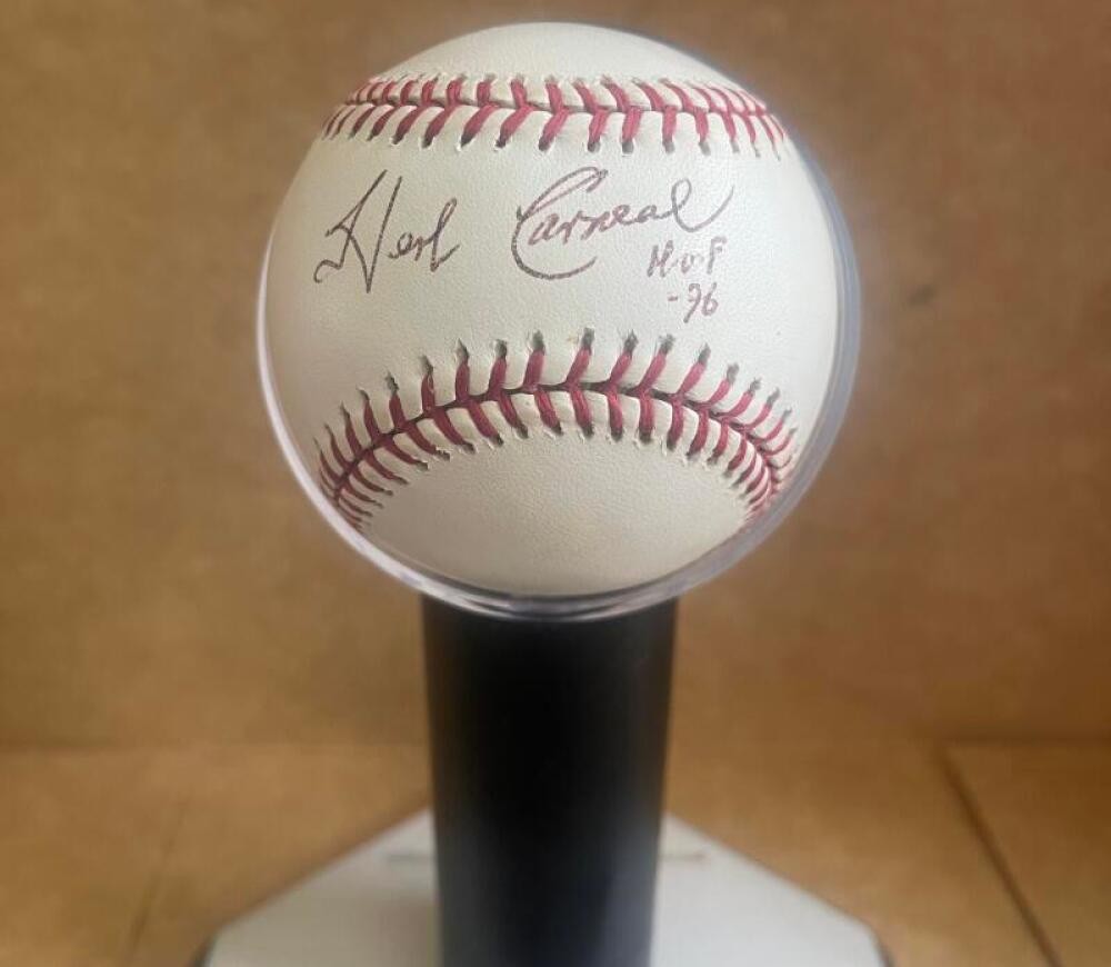 HERB CARNEAL SPORTWRITER HOF 76  SIGNED AUTO M.L. BASEBALL BECKETT AUTH