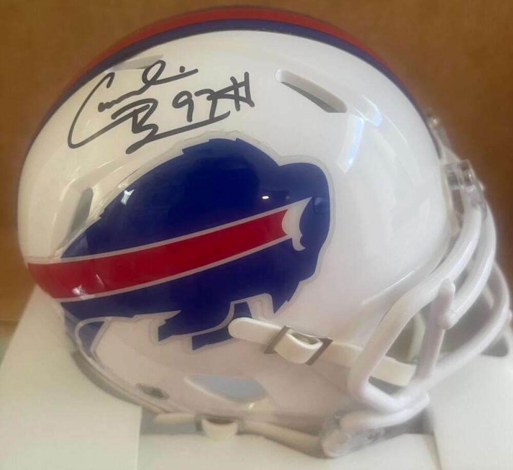 CORNELIUS BENNETT WHITE THROWBACK SIGNED MINI HELMET JSA WITNESS