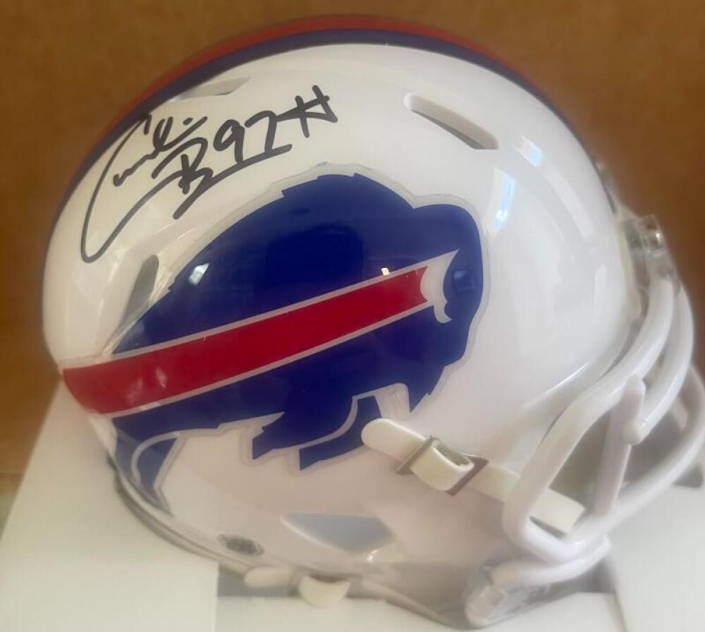 CORNELIUS BENNETT WHITE THROWBACK SIGNED MINI HELMET JSA WITNESS