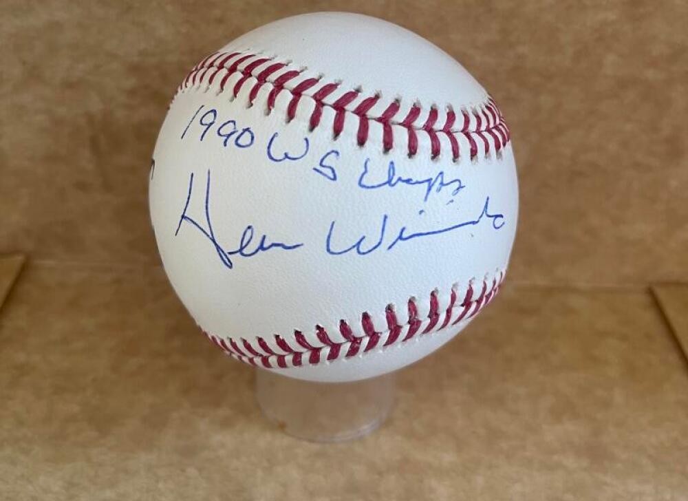 HERM WINNINGHAM REDS 1990 WS CHAMPS SIGNED AUTOGRAPHED M.L. BASEBALL BECKETT AUT